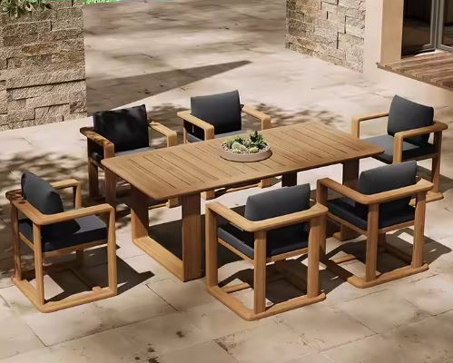 7 Piece Modern Teak Dinning Set